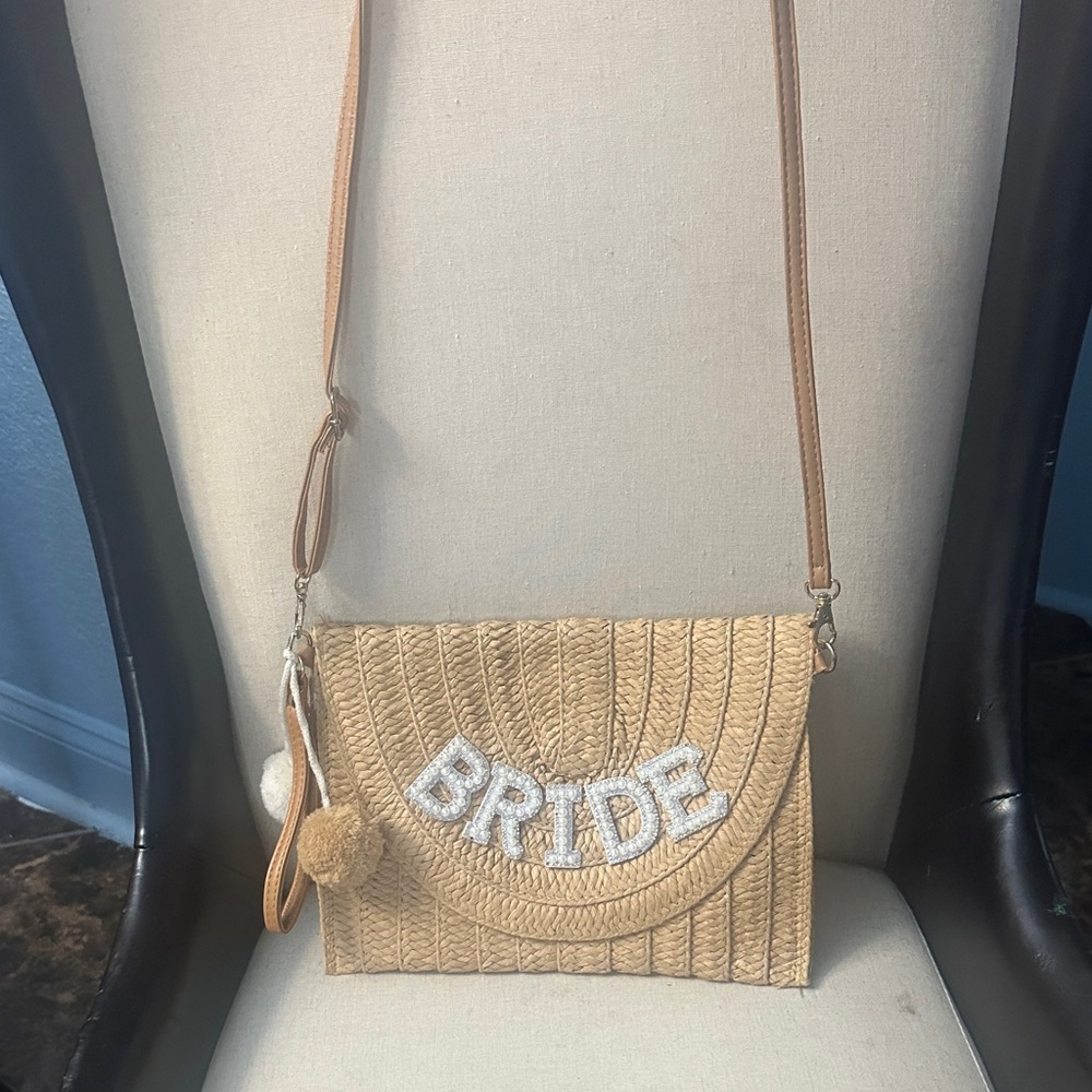 Bride Straw Crossbody Bag in Natural Tan